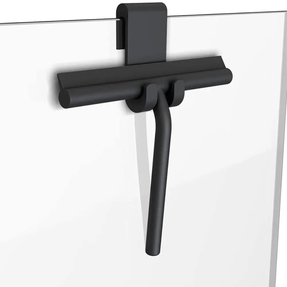 Matte Black Shower Squeegee Silicone Material Streak Free Glass Wiper With Handle Hanging Holder Silicone Squeegee