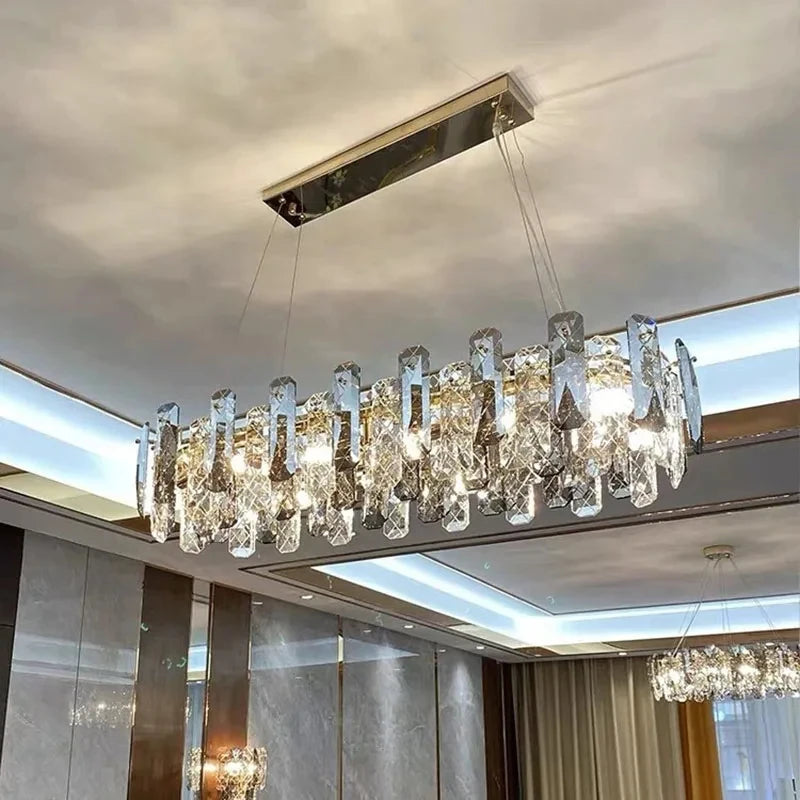 Postmodern Light Luxury LED Crystal Chandelier Atmosphere Dining Room High-end Home Bedroom Kitchen Living Room Pendant Lights