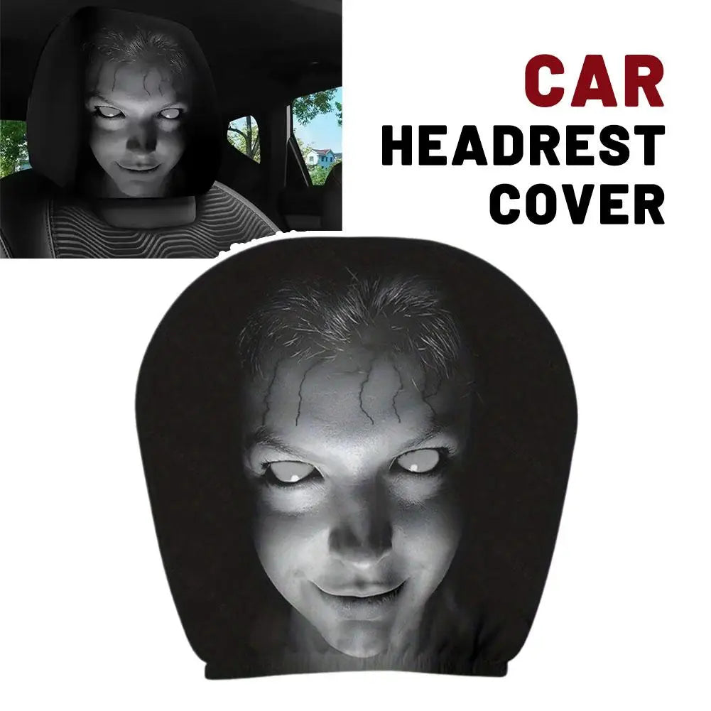 Car Headrest Covers Universal Elastic Fit Horror Theme Skull Design Funny Playful All Occasions Seat Protectors Car Accessories