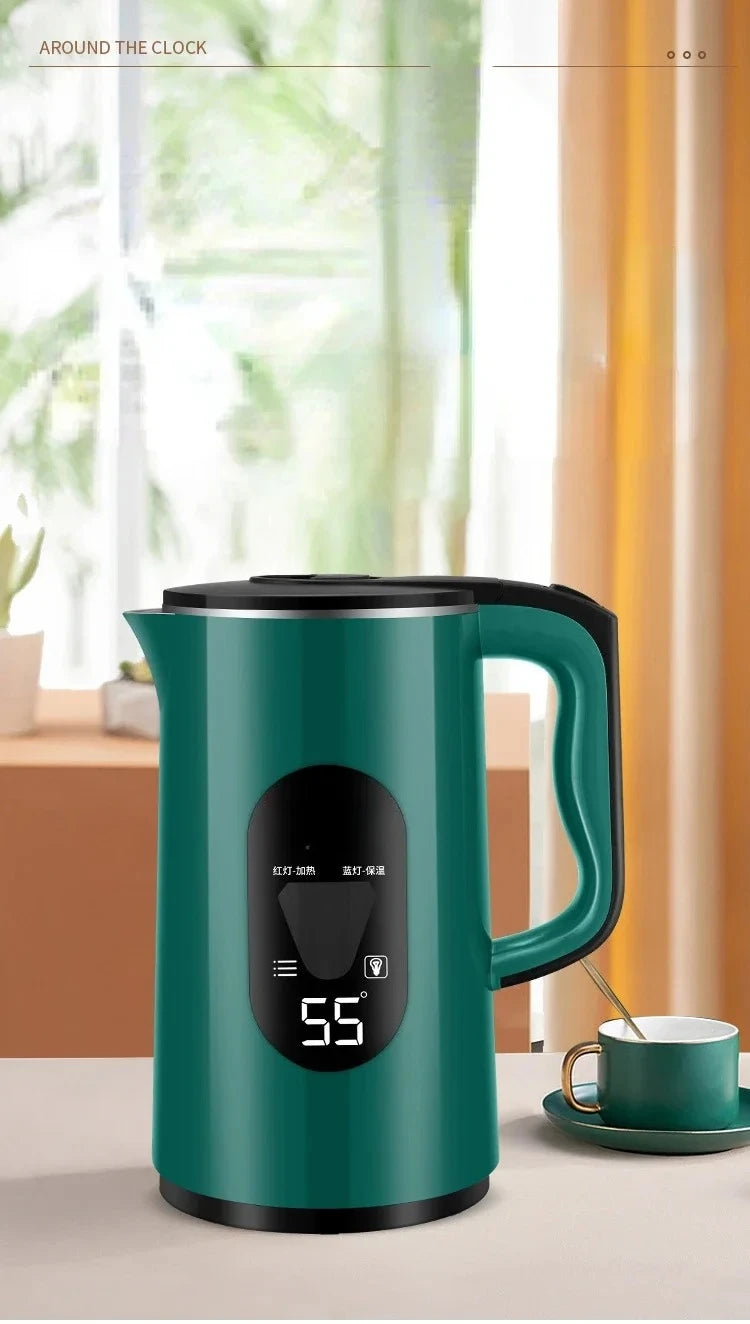 Half spherical electric kettle with integrated insulation, large capacity for household use, featuring automatic power-off .