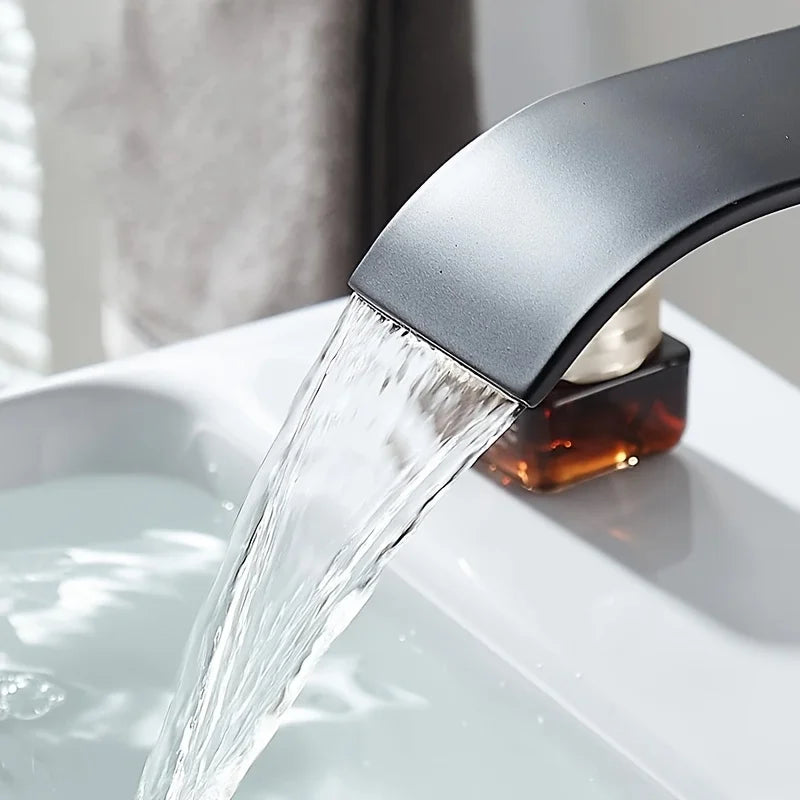 Washbasin Hot and Cold Faucet,Water Saving Design Suitable for Most Sinking Faucets Tube Black Waterfall Household Bathroom