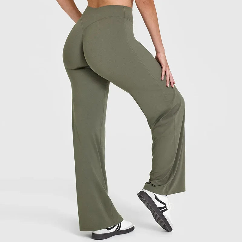 Straight-Leg Pants Ultra Soft Butter Fabric Women's Mid-Waist Yoga Pants GYM Naked Feel Pilates Running Sport Trousers