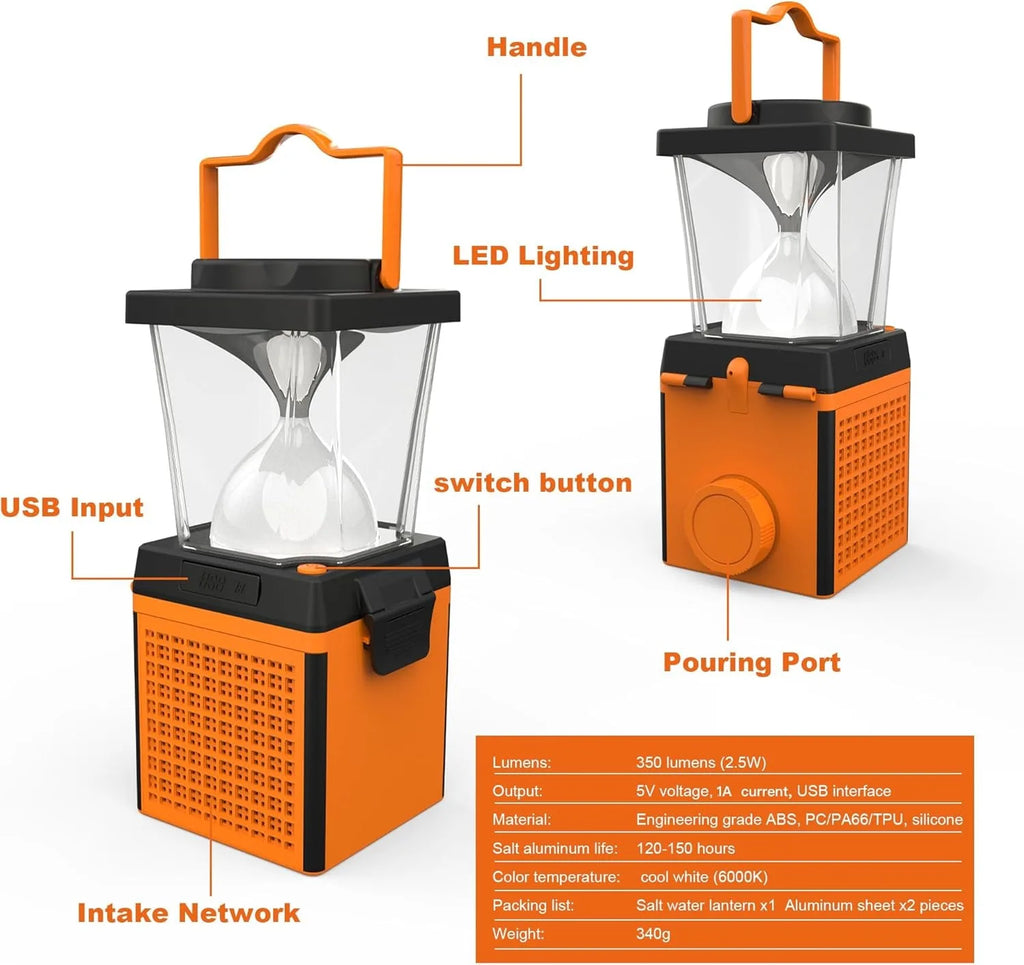 Lanterns for Power Outages, LED Saltwater Camping Lights, 350 Lumens Environmentally Conscious Lighting, Emergency, Hurricane