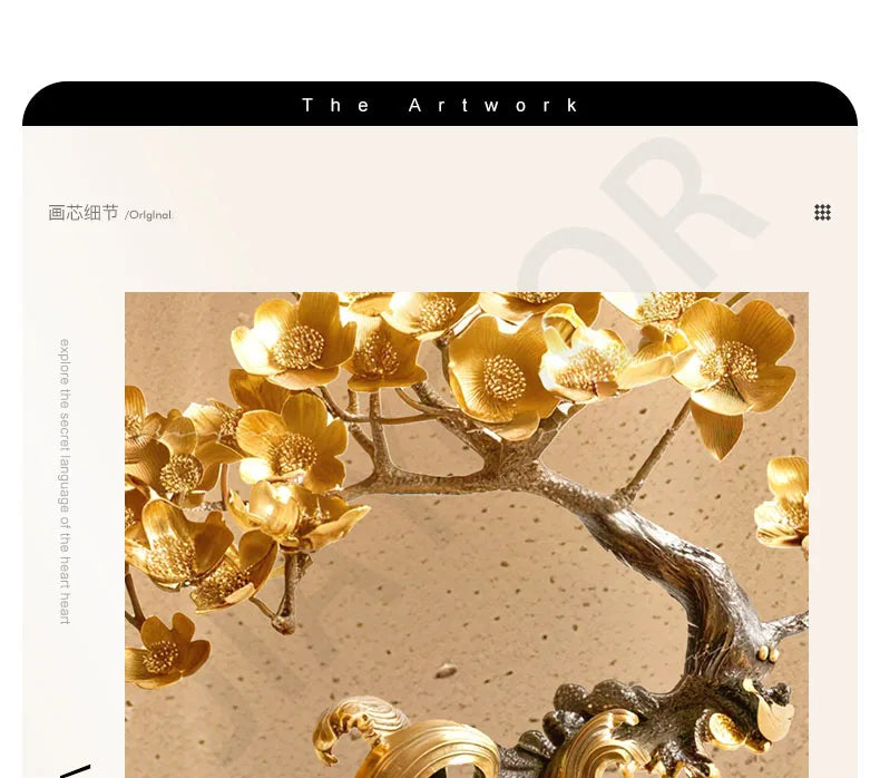 Modern Light Luxury Entrance Decoration Painting Wealth Wall Lamps Tree Corridor Hanging Painting High-end Wall Painting Light