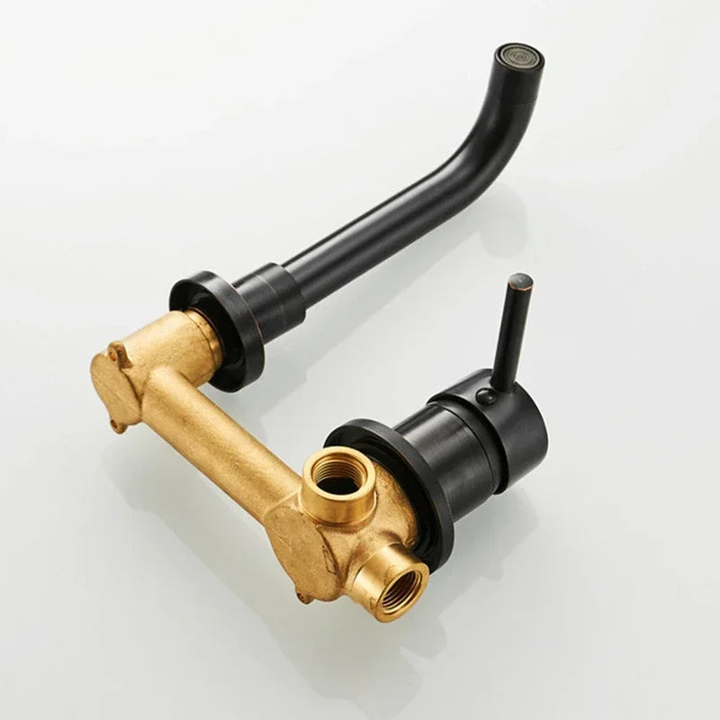 Bathroom Faucet Brass Hot and Cold Water Sink Faucet Wall Mounted Mixer Tap Single Handle Two Hole Vintage Faucet