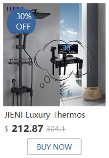 JIENI 8 Inch Brushed Gold Rainfall Shower Faucet Sets Wall Mounted Bathroom Round & Square Head 2 Handles Control Mixer Shower