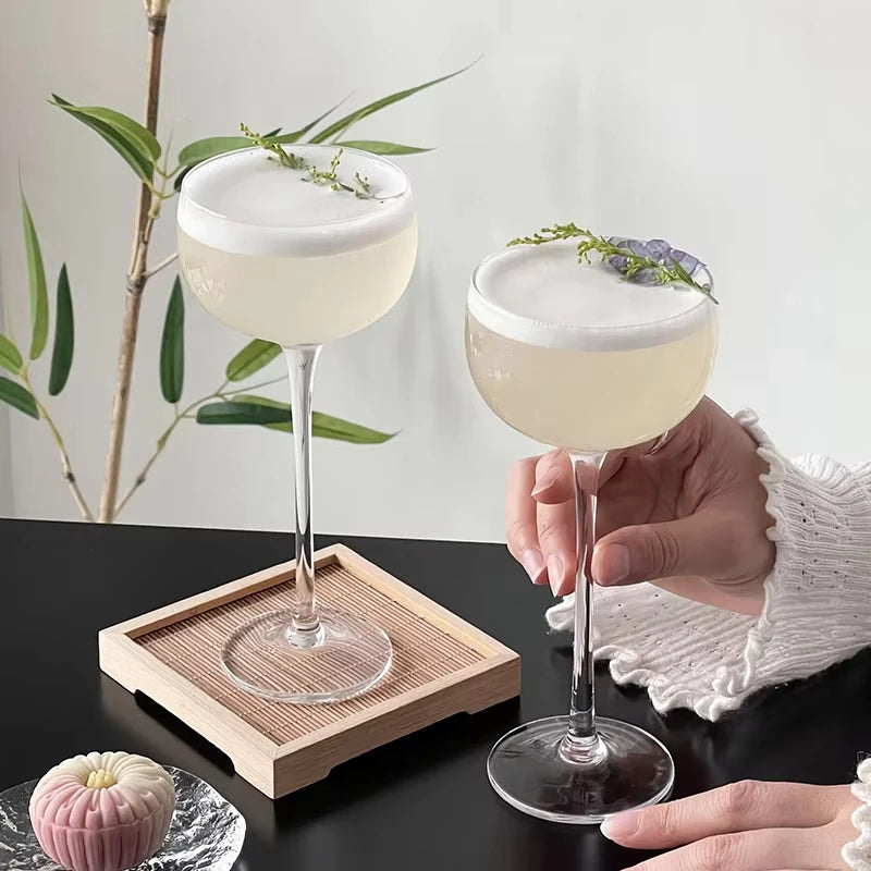 Japanese Handmade Cocktail Martini Glasses Slightly Tipsy Wine Glasses Crystal Tower Cups Goblets Tea Wine Glasses