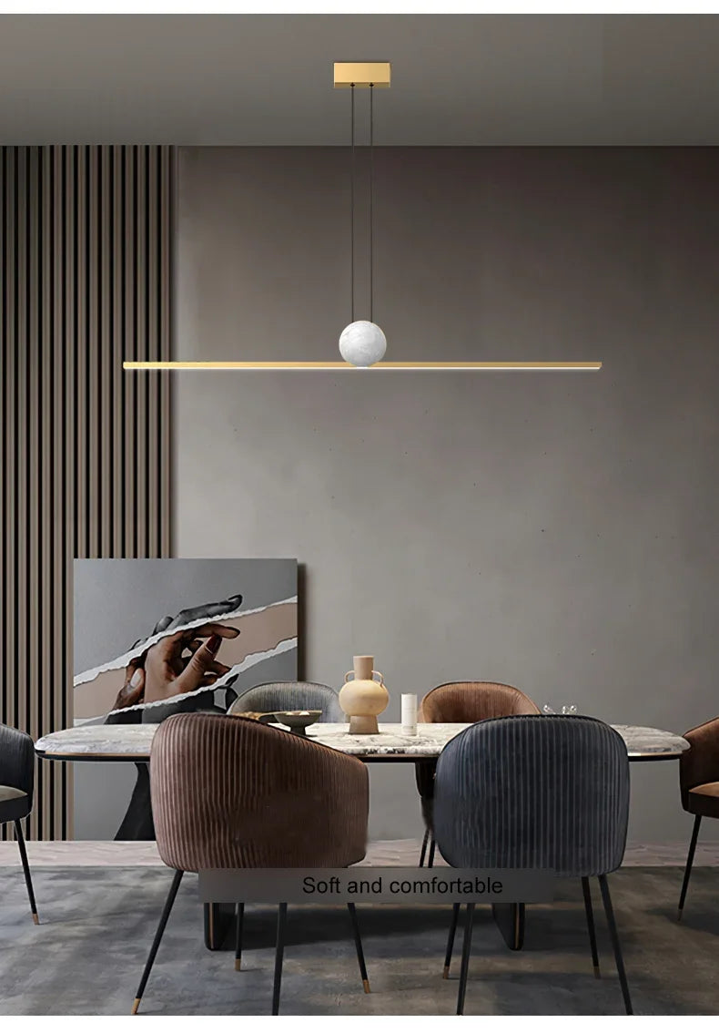 Italian Minimalist Restaurant Chandelier, Modern Light Luxury Exhibition Hall, Island Bar Counter, Straight Strip Lighting Fixtu