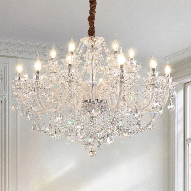 Luxury Living Room Decorate LED Ceiling Pendant Lights Indoor Hanging Lights Fixture Home Crystal Chandeliers Villa Lighting