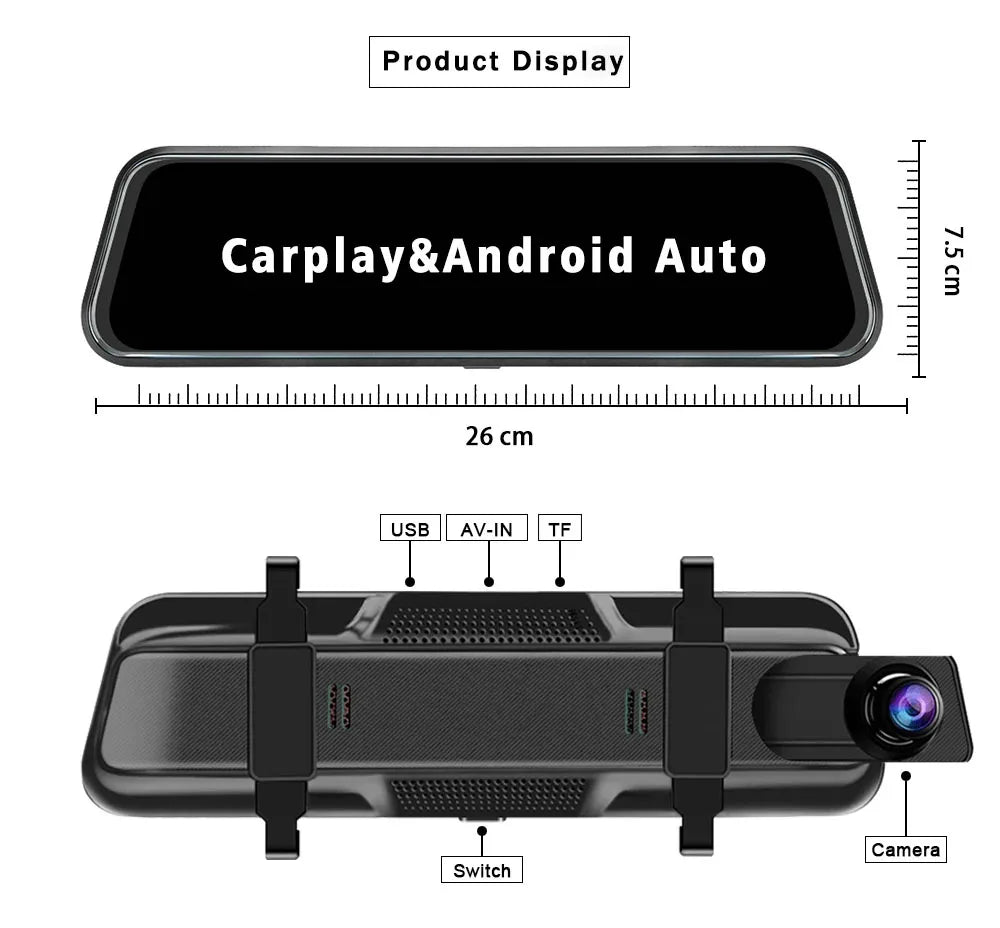 4K 3840*2160P Dash Cam Carplay Android-Auto Car DVR Dual Len 5G Wifi GPS BT FM Video Drive Recorder Stream Mirror Dashcam Camera