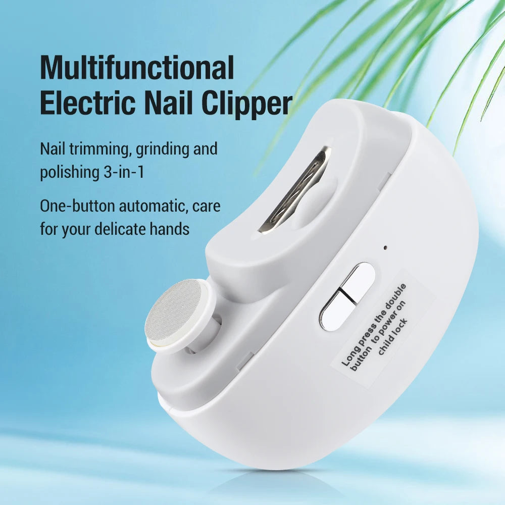 Electric Nail Clipper for Baby Adult 2 Speeds Rechargeable Nail Trimmer with Light 2 in1 Grinding and Polishing Manicure Tool