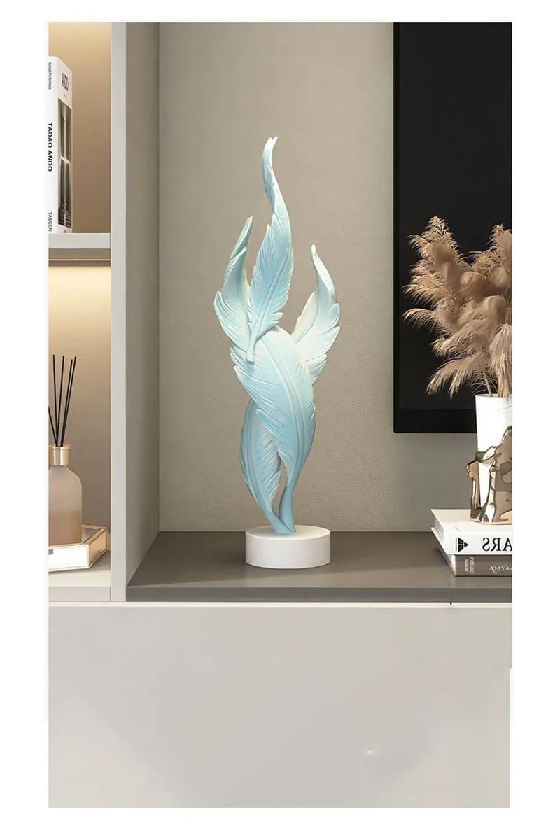 Modern Light Luxury Feather Resin Ornaments Home Living Room Wine Cabinet Figurines Decoration Store Hotel Pub Furnishing Crafts