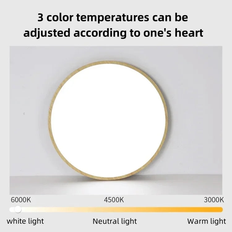 Modern LED Ceiling Light Circular Ultrathin Wood Grain Walnut Decorative Light Bedroom Dining Room Living Room Indoor Home Light