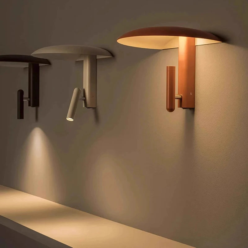 New Style Black Orange Beige Metal Wall Light With Switch 3000K Mushroom Bedroom Dining Room Shop LED Rotatable Dropshipping
