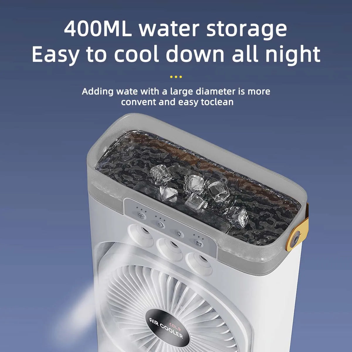 Summer Cooling Fan USB Electric Fan Portable Humidifier LED Night Light 3-in-1 Fan Air Conditioner Suitable for Home and Office
