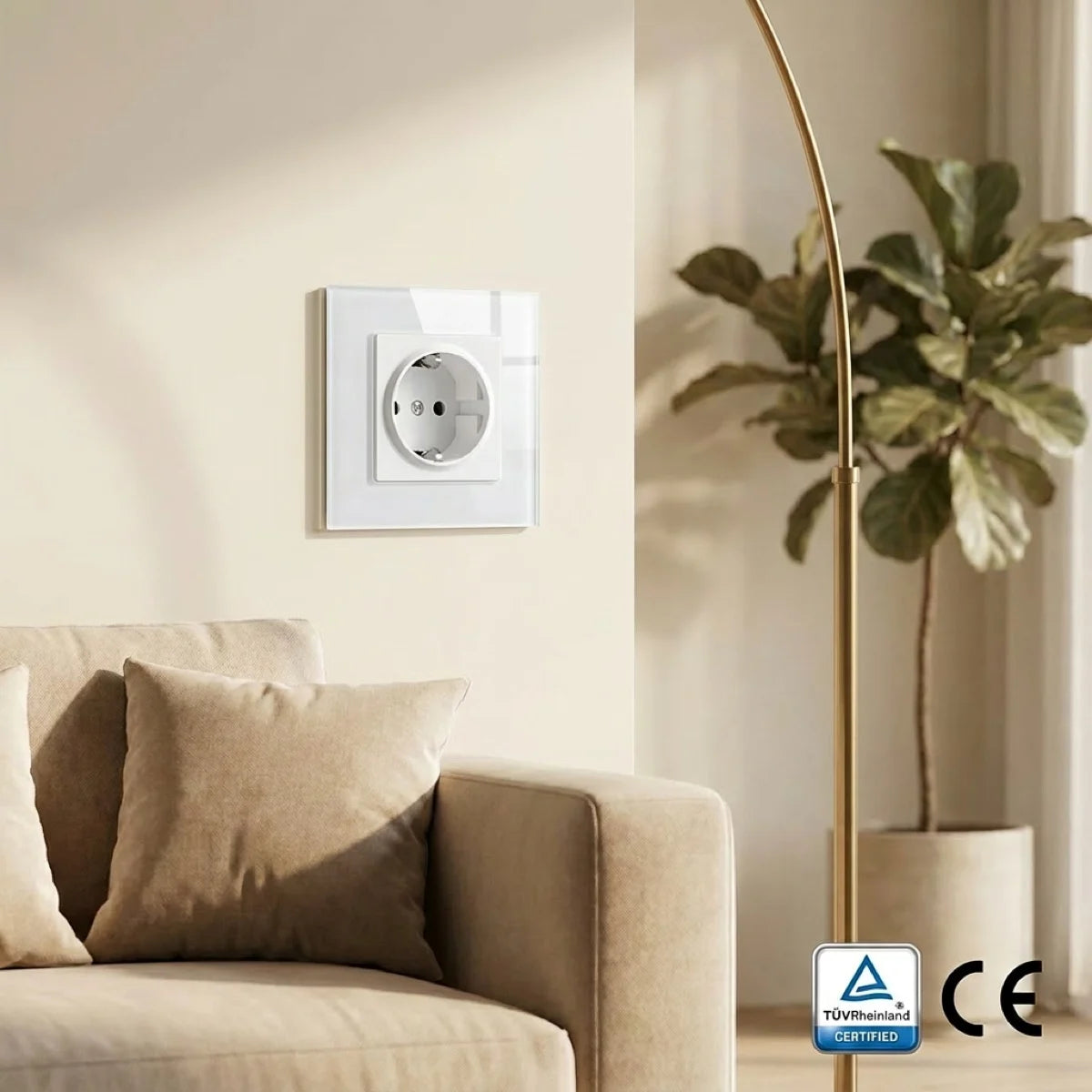Factory Direct Selling High Quality EU Standard 10 /16Amp Electric Luxury Tempered Glass Light Wall Switch and Socket