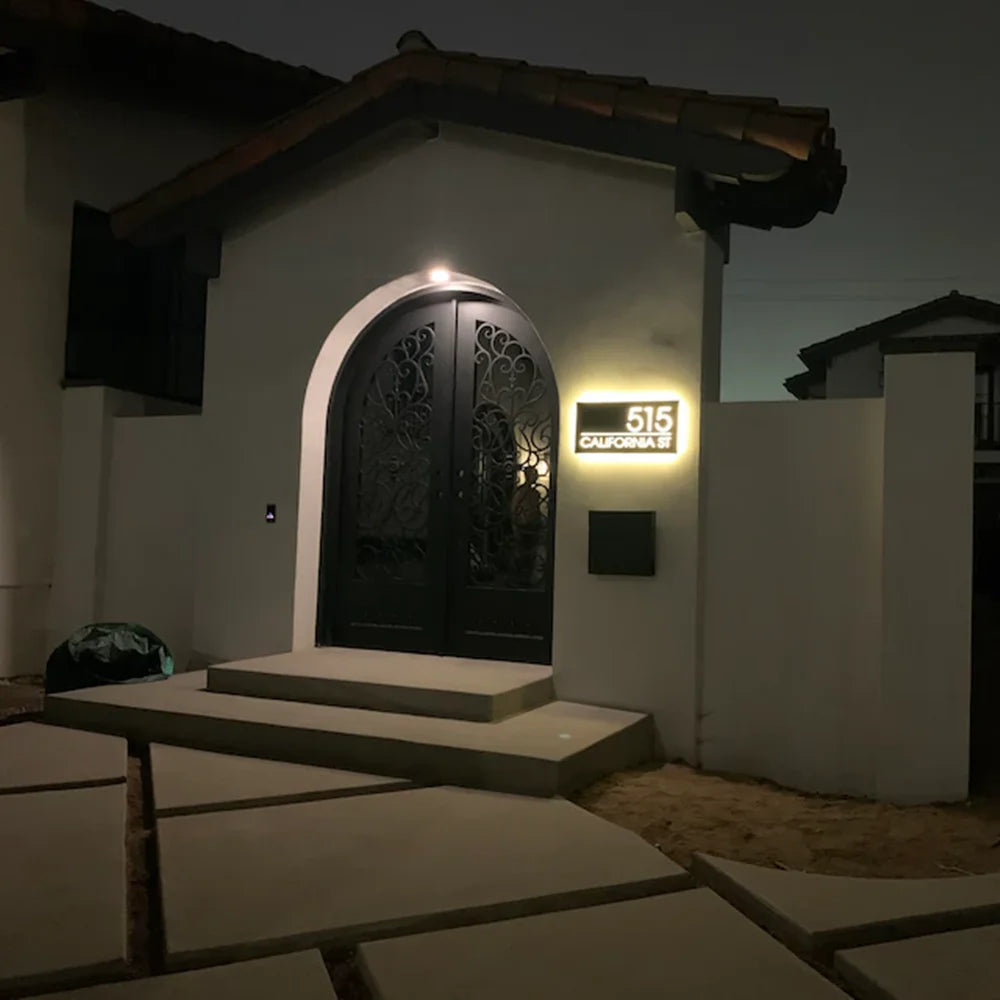 House Floating Apartment LED Custom Content Numbers Horizontal Outdoor Modern Light Acrylic Home Llluminated Address Street Sign