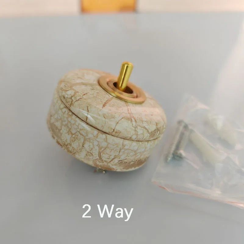 High Quality Retro Ceramic Round Toggle Switch 1 Ｗay 2 Way Control Wall Light Switch