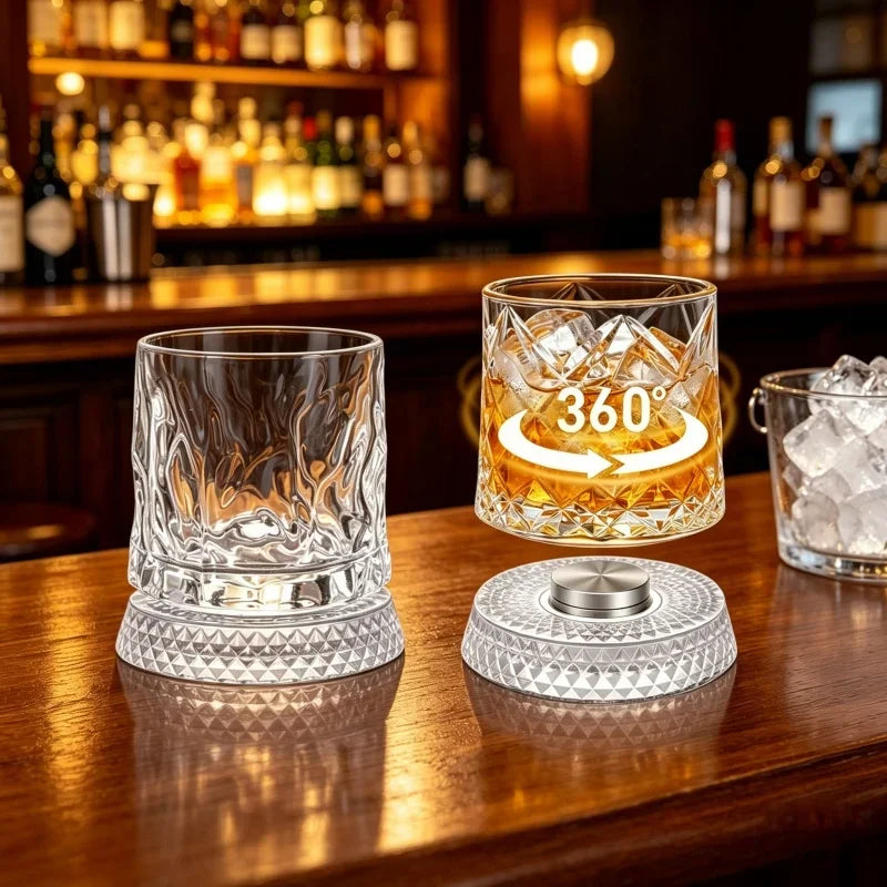 280ml Whiskey Glass The Crystal Rotates 360° White Wine and Cocktail Drinks Bar Party Cool Bar Accessories Unique Gift