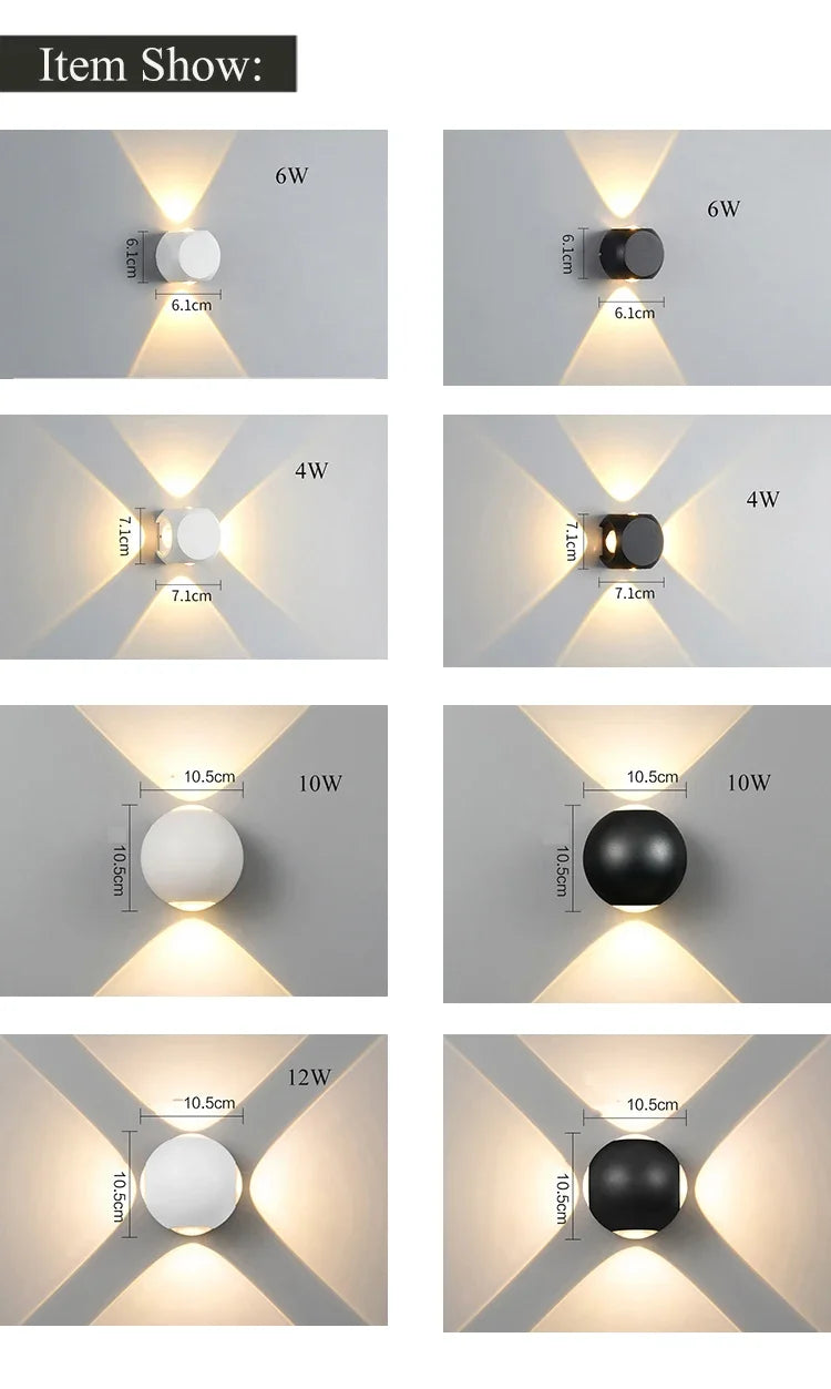 Modern Up Down Black White Wall Lights for Home Hotel Office Luxury Creative Aisle Corridor Porch Sconce