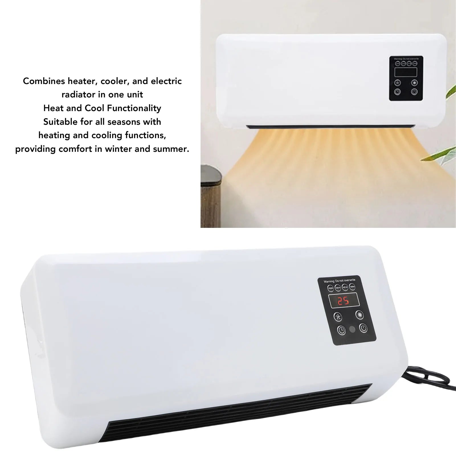 Wall Mounted Air Conditioner Low Noise Wall Hanging Heater Cooler Space Saving Efficient Multifunctional for Home Bedroom