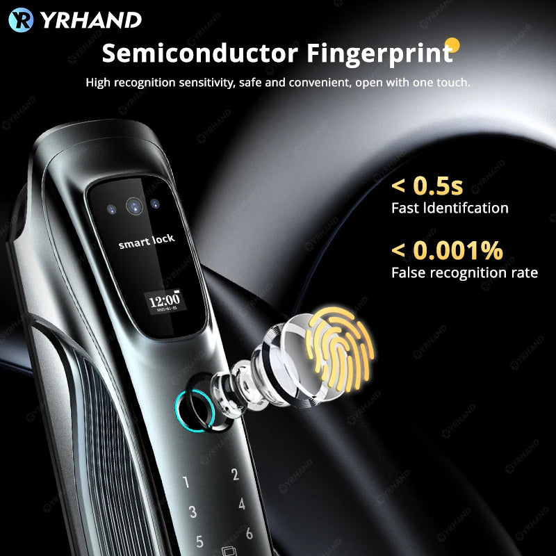 Smart Lock 3D Face Recognition Palm Vein Fingerprint WiFi APP Remote Control Video Intercom Auto Door Lock Digital Security