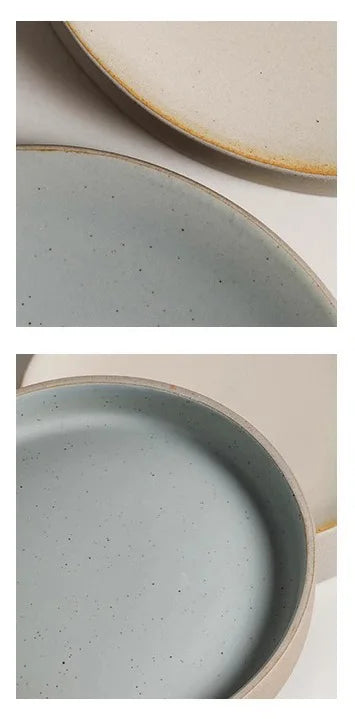 Retro Cylindrical Ceramic Plate Pasta Dish Dessert Snack Plate Steak Plate Sushi Plates Restaurant Molecular Cuisine Tableware