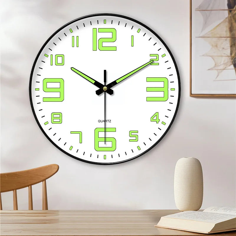 Hole-Free Luminous Wall Clock, 8 Inch Silent Quartz Clock, Modern Decor for Home & Living Room