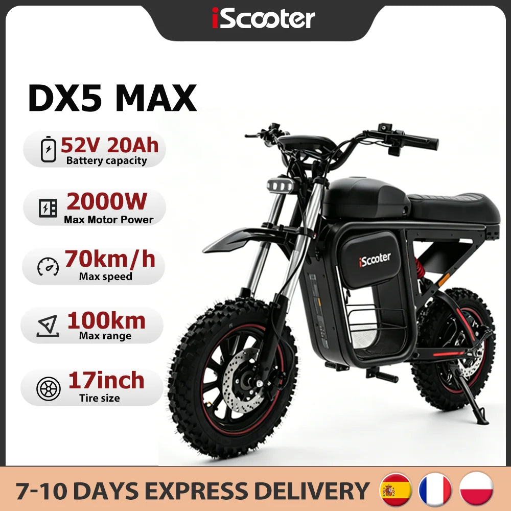 2000W Electric Scooter Scooter DX5Max 52V 20Ah Scooter for adults 70KM maximum speed 100 km Range With Scooter NFC 17 inch Tires E-Scooter