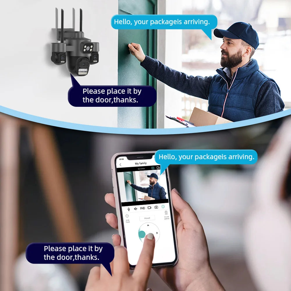 15MP HD Three Screen WIFI IP Camera Outdoor 4K Dual Lens Camera AI Human Detection Waterproof CCTV Video Security Camera ICsee