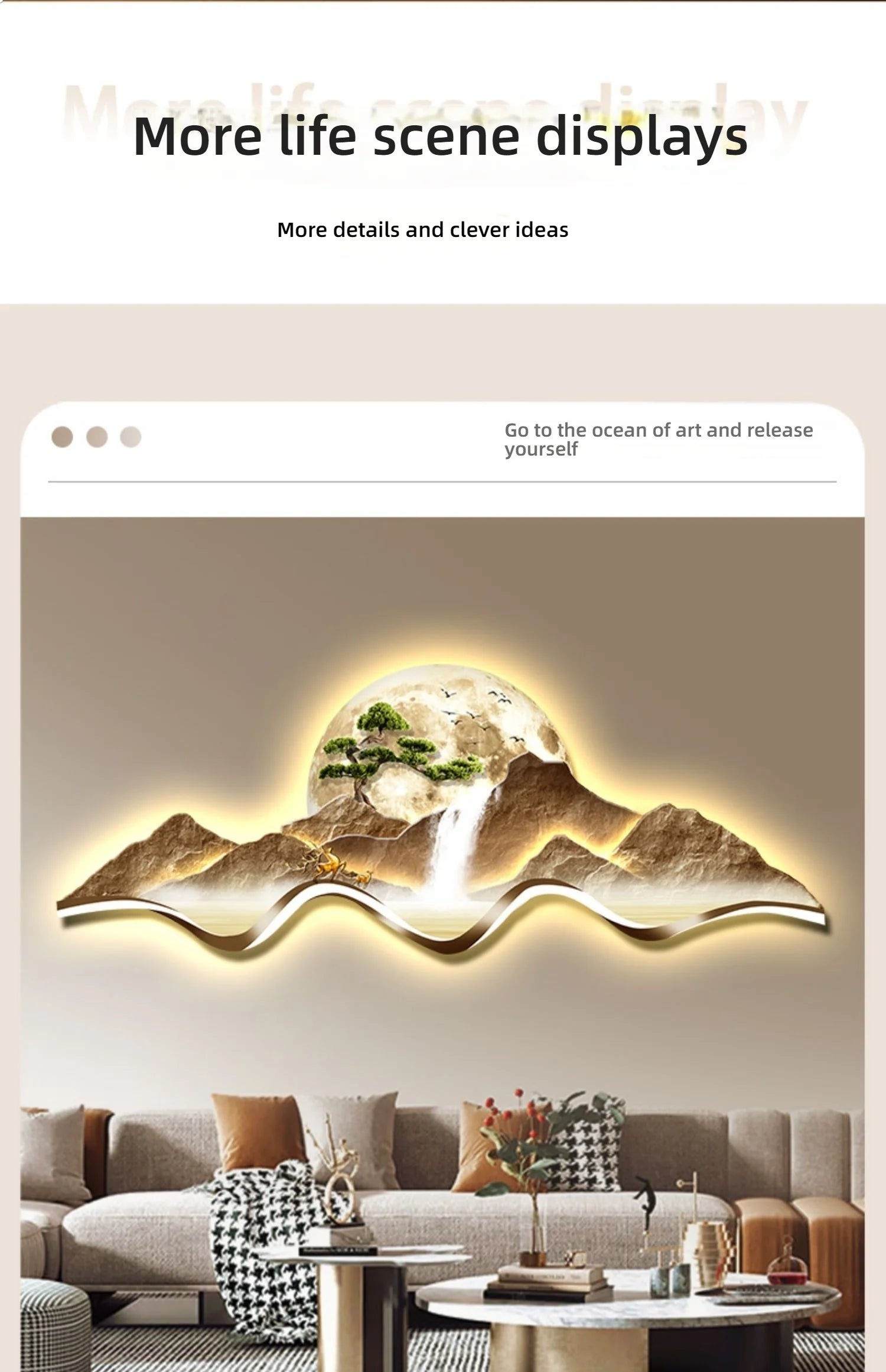 Modern LED Light Luxury Living Room High-grade Atmosphere Landscape Wall Lamp Painting Sofa Background Wall Lamp Painting