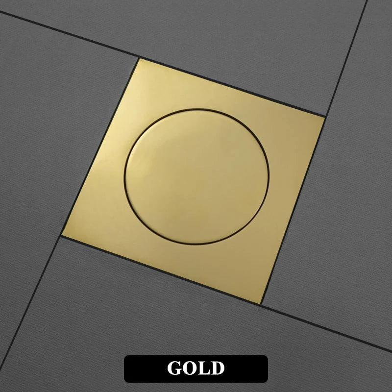 Pop Up Foot Floor Drain 10CM Brass Chrome Anti-odor Bath Drains Push Down Deodorization Gold Matte Black Shower Room Cover Plug