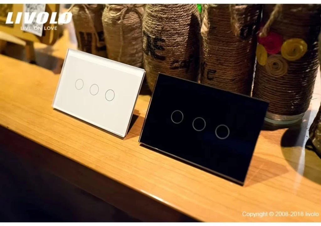 Livolo US/AU Standard Wall Touch Switch Crystal Glass Panel Touch Control Light Switch AC 110~250V/50~60Hz