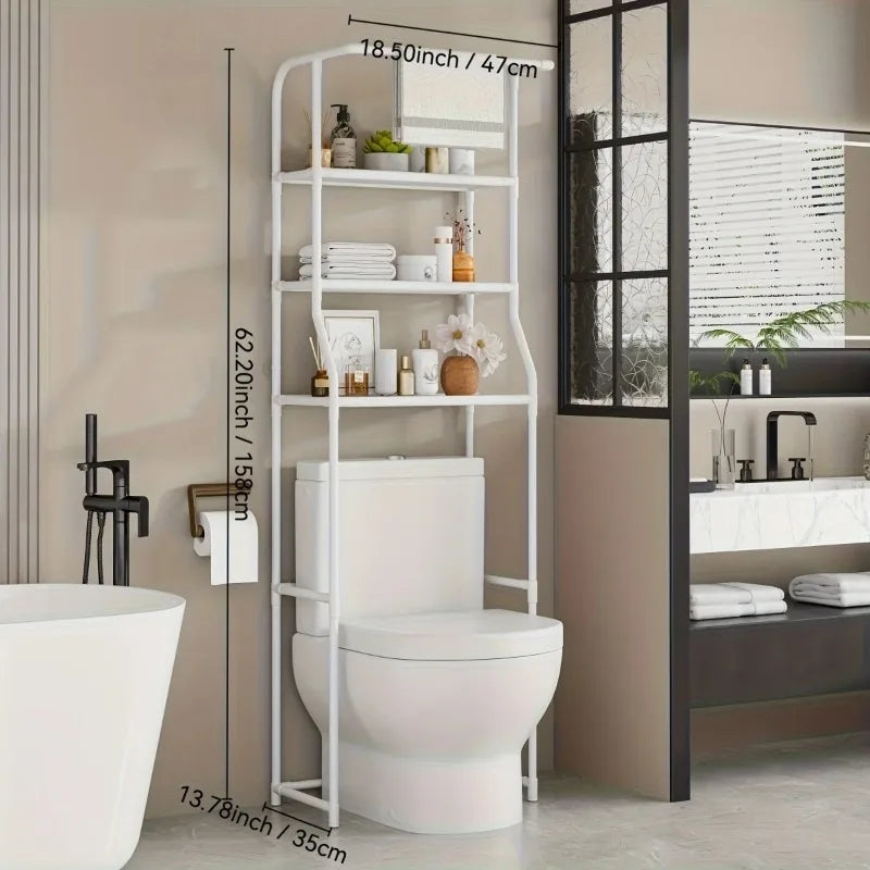 Bathroom Toilet Storage Rack Multi-Layer Metal Shelf With Toilet Paper Holder Balcony Washing Machine Storage Organizer