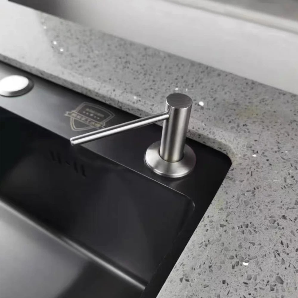 Slim Metal Head Liquid Soap Dispenser Kitchen Sink Bathroom Under Counter Lotion Holder Pump Dish Wash Detergent Silicone Tube