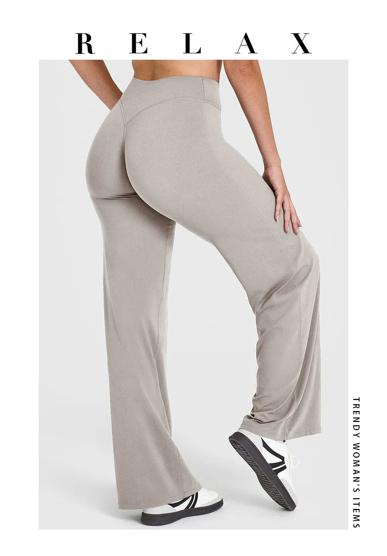 Straight Leg Yoga Pants Soft Butter Fabric Women Clothes Middle Waist Gym Pants Leggings Fitness Pilates Running Sports Trousers