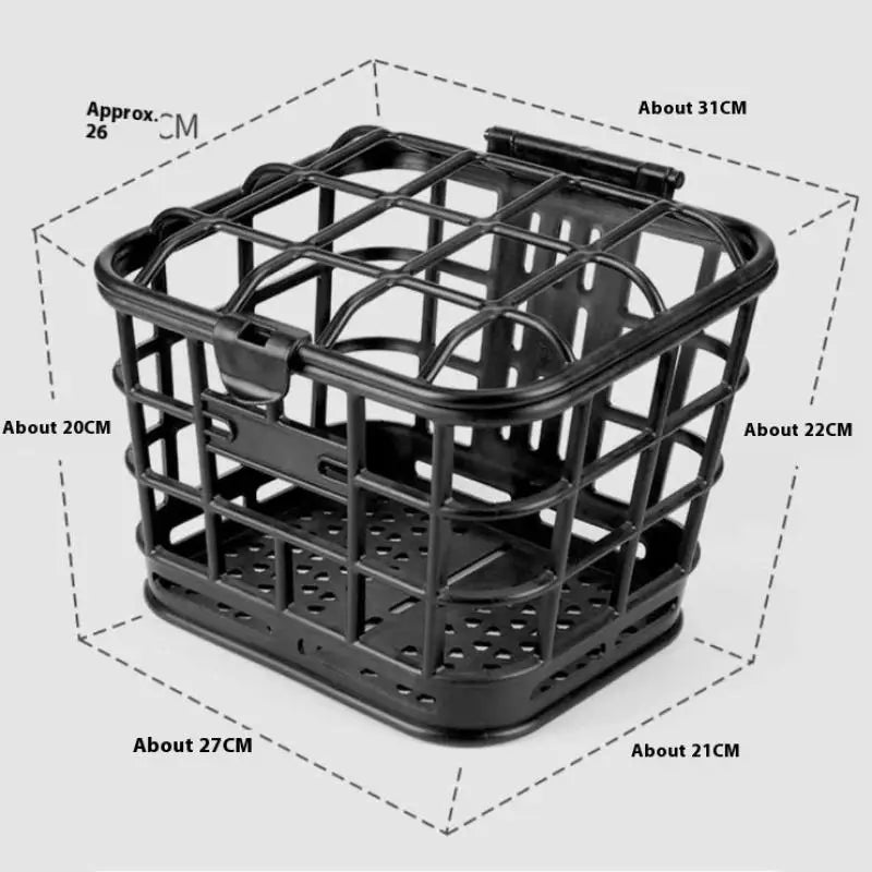 Durable Black PC Bike Basket with Lid; Front-Mounted, Anti-Extrusion for Electric Bikes