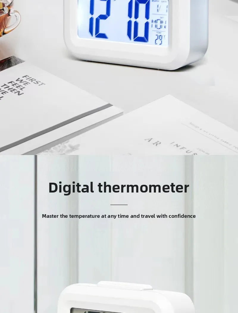 Alarm Clock Digital Clock LED Electronic With Backlight Snooze Calendar For Home Office Desktop Table Screen Display Watch