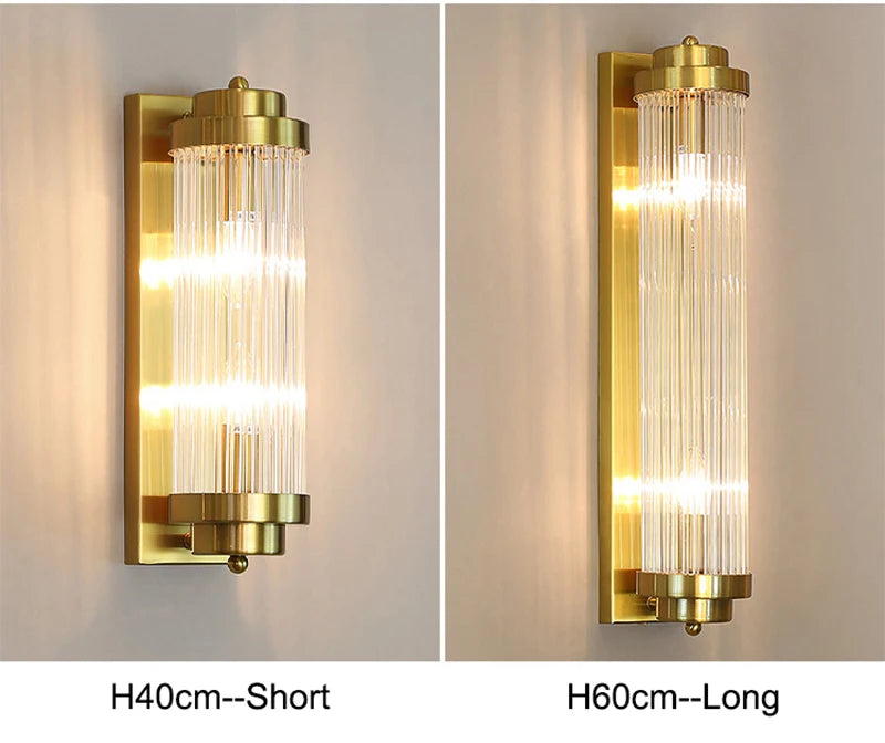 Luxury Led Wall Lamp For Living Room Brushed Gold Bedroom Scones Modern Creative Design Light Fixture Home Decor Glass Lighting