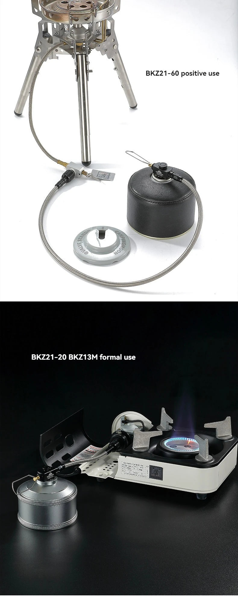 BKZ21-20 Outdoor Picnic Camping Inverted Canister Compatible Gas Stove Extension Tube with Valve
