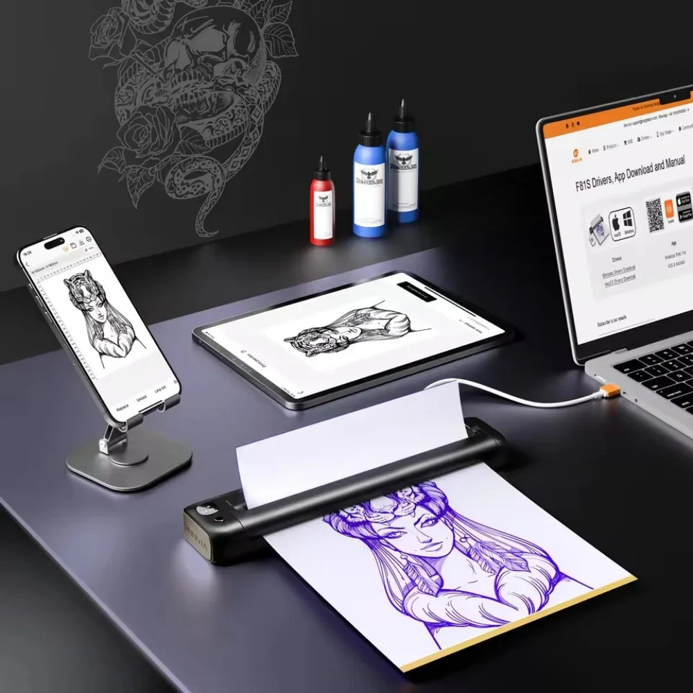 Professional Tattoo Transfer Machine For Ios/Android/Pc Thermal Printing Free Printing Paper Professional Beginner
