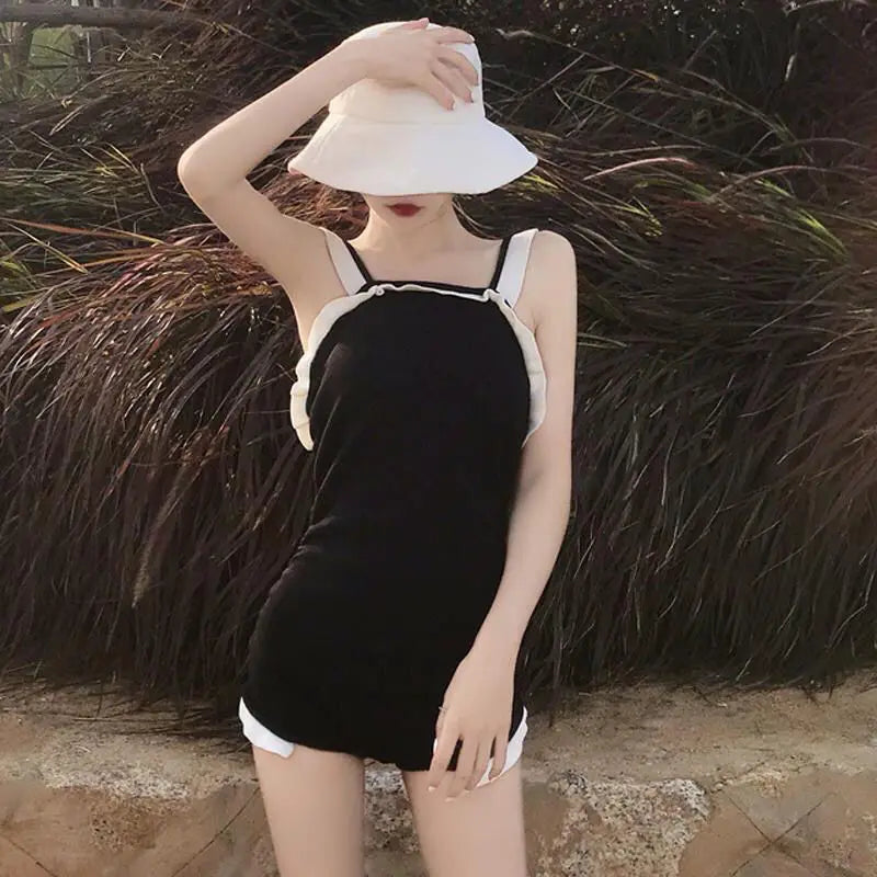 Bikini Sets Women Backless Korean Style New Ins Swimwear Design Trendy Patchwork Elegant Ladies Simple Vacation Sexy Casual Cozy