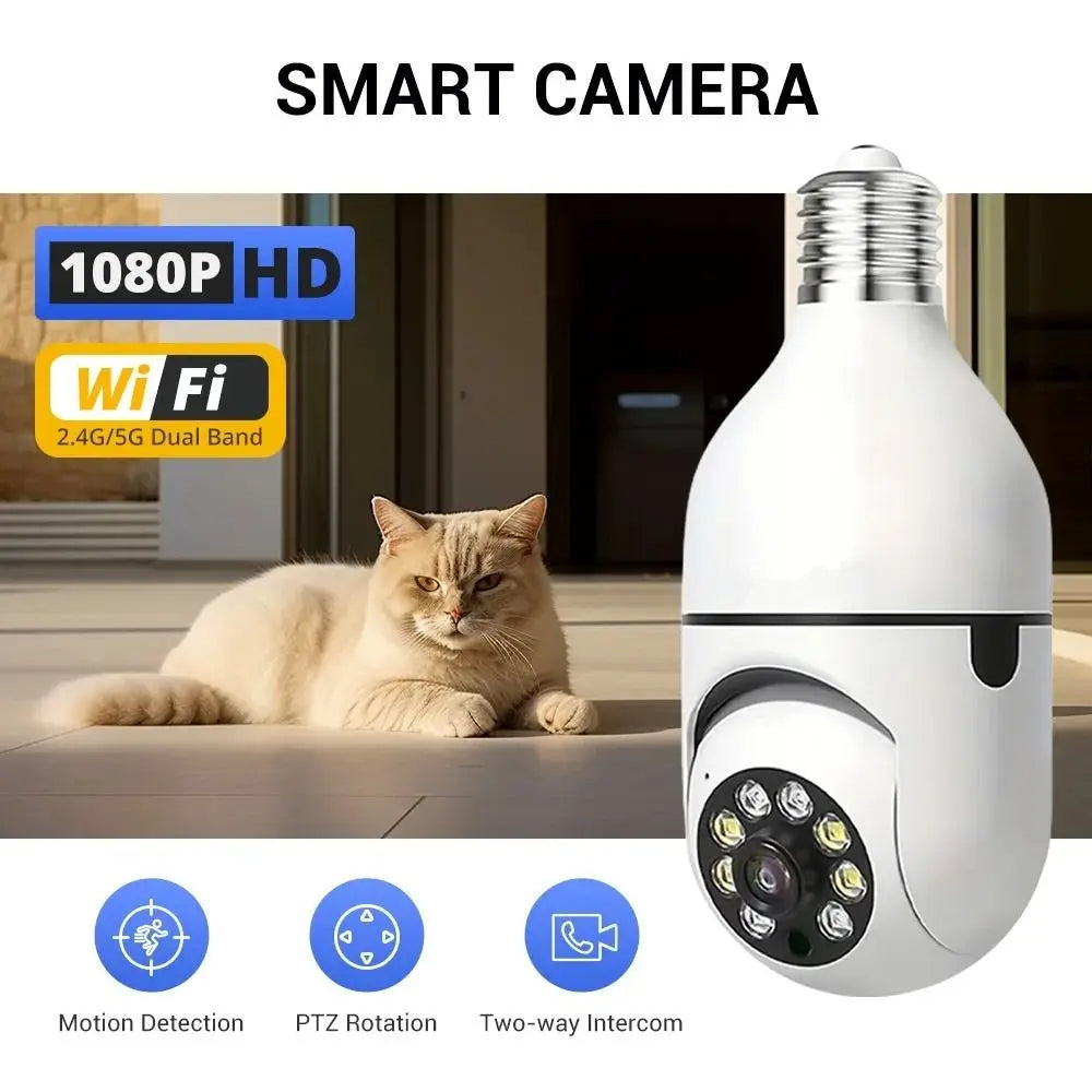 360 Degree Light Bulb Security Camera Full Color Night Vision 5GHz WiFi Surveillance Camera Automatic Human Tracking