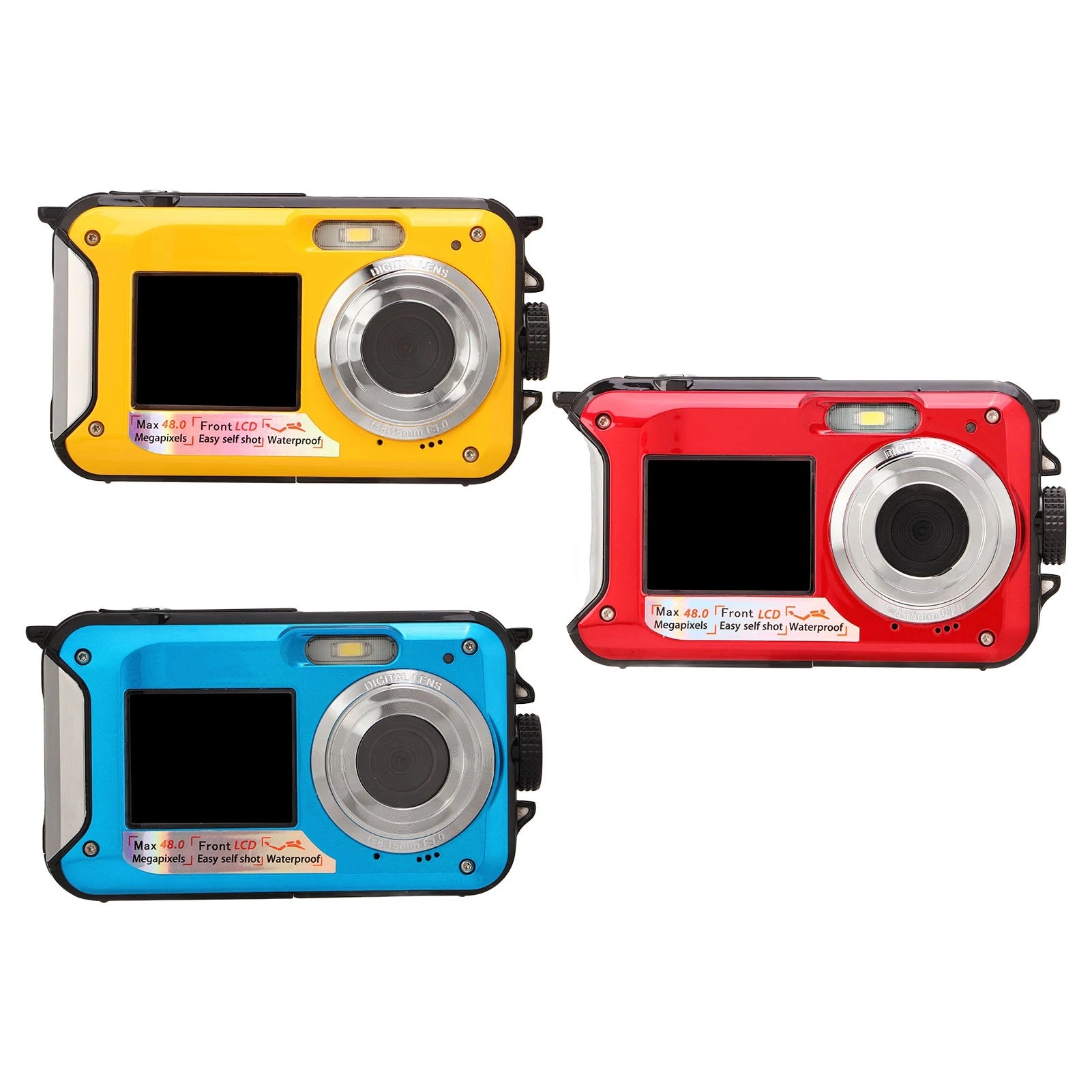 Full HD 2.7K 48MP 10ft Waterproof Underwater Digital Camera 16X Digital Zoom Front Rear Double Screens Waterproof Digital Camera