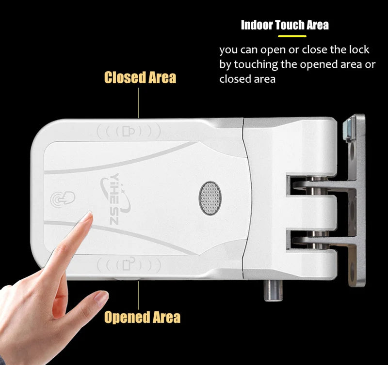 YiHESZ Fingerprint Password Door Lock 433Mhz Remote Control Smart Lock Dual Motor Backup Battery System Deadbolt Lock Wafu 026