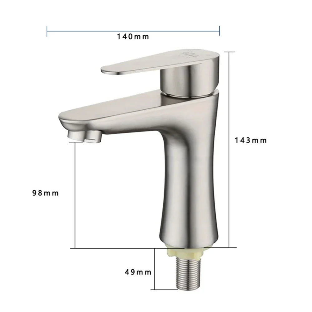 Bathroom Basin Faucet Stainless Steel Cold Water Tap Toilet Single Lever Kitchen Sink Tap Bathroom Washbasin Faucet