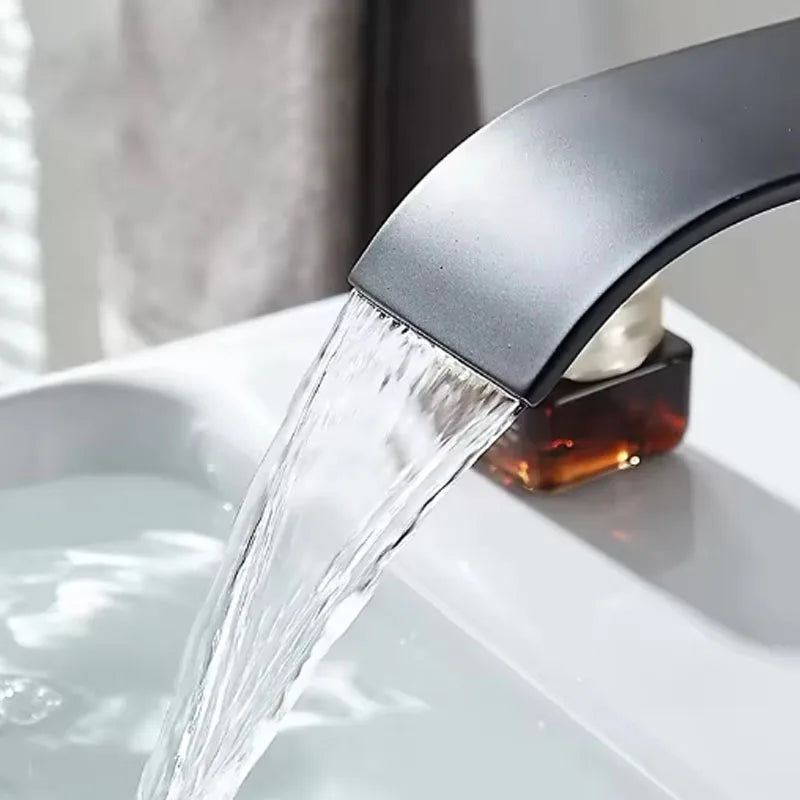 Waterfall Wash Basin Stainless Steel High And Low Faucet Black Hot And Cold Toilet Wash Basin Bathroom