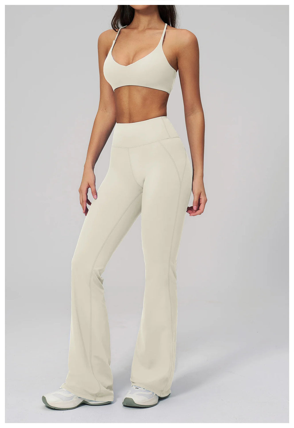 2PCS Flared Pants Yoga Set Women's Tracksuits Gym Fitness Outfits Sports Sets Female Shockproof Sports Bra Yoga Workout Clothes