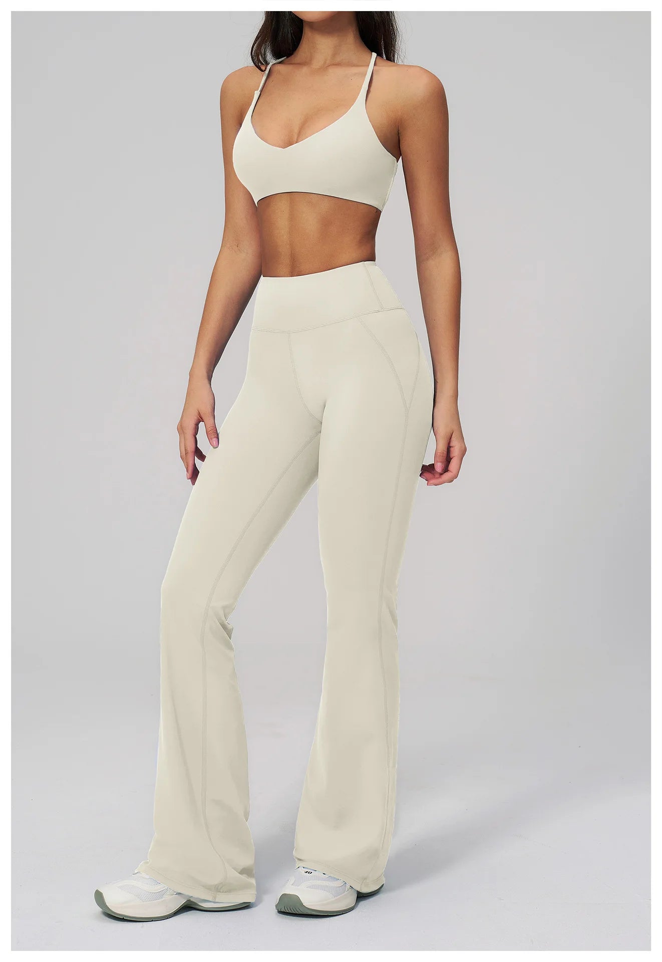 2PCS Flared Pants Yoga Set Women's Tracksuits Gym Fitness Outfits Sports Sets Female Shockproof Sports Bra Yoga Workout Clothes