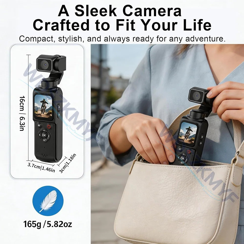UHD 4K Action Camera With 330° Face Tracking Gimbal Stabilizer Pocket Camera for Vlog Outdoor Travel Handheld Video Recorder